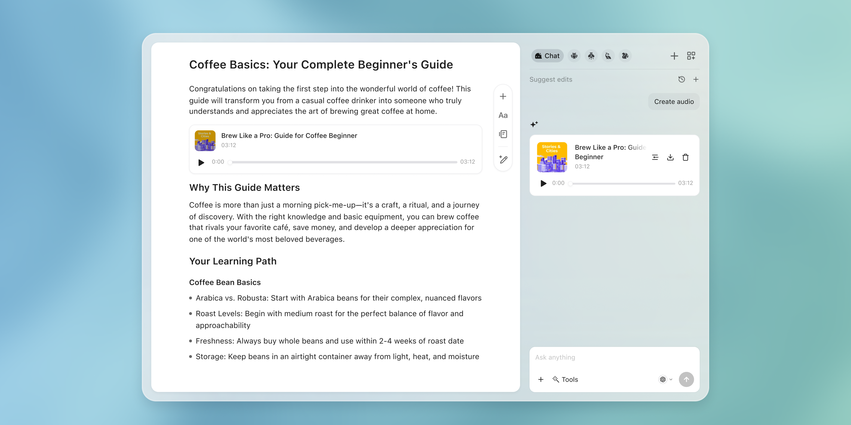 YouMind Feature Updates: Enhanced ChatBox And Audio Generation