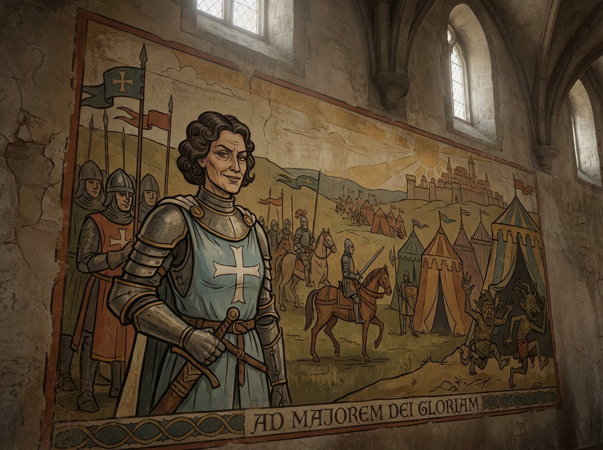 Crusader propaganda fresco painting