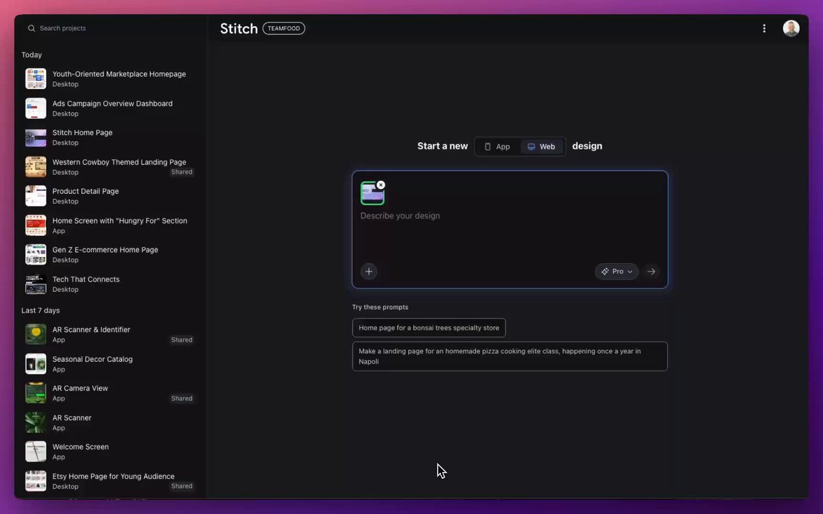 Various redesign commands for Stitch’s Redesign Agent