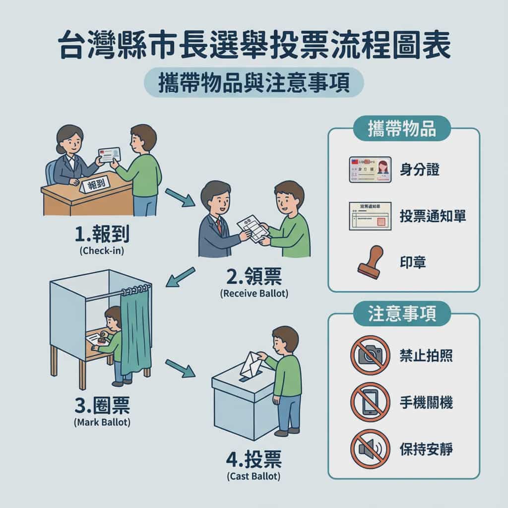 Taiwan election voting flowchart in Traditional Chinese