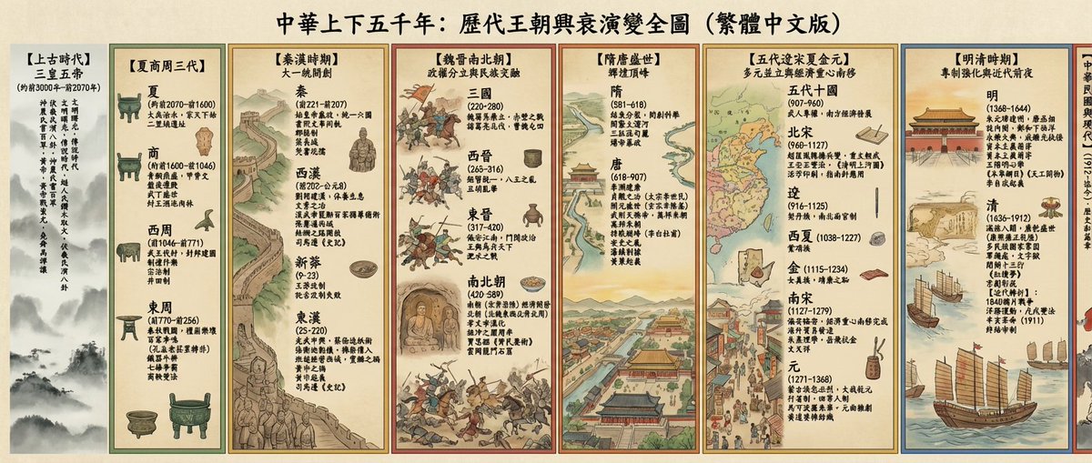 Chinese dynasties infographic timeline in traditional Chinese 2