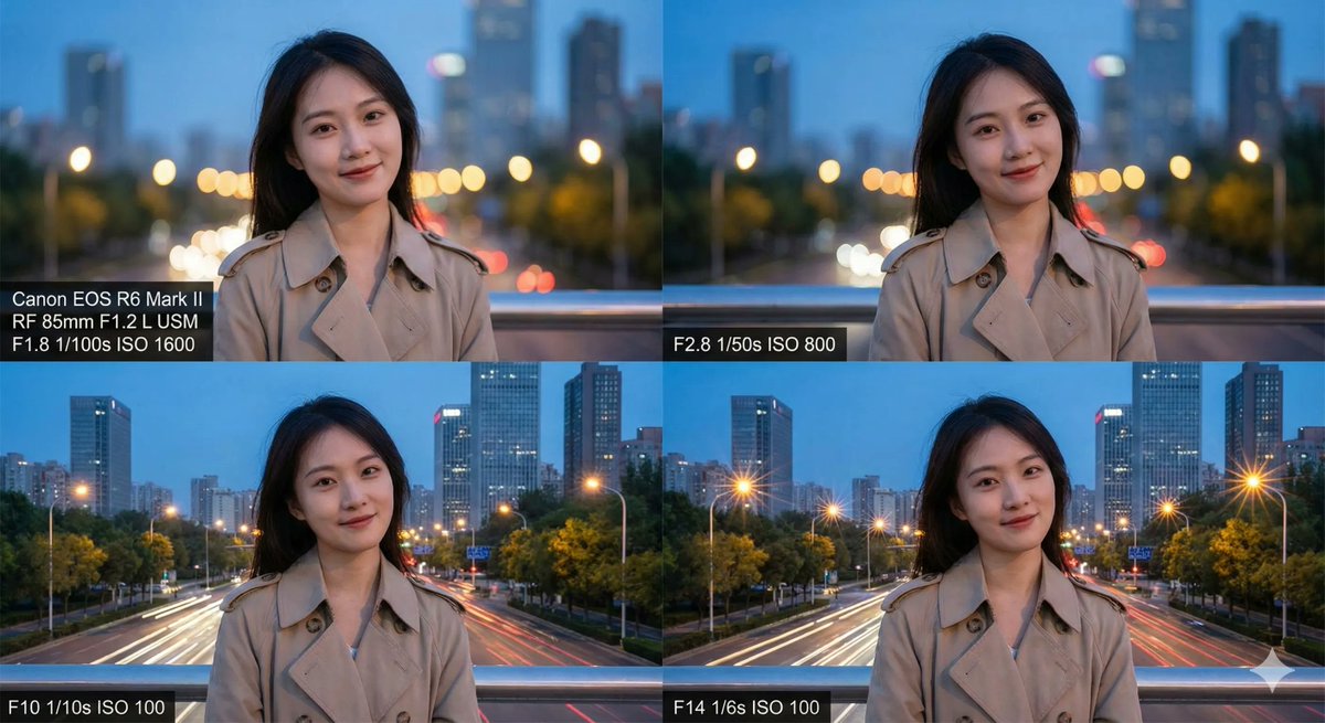 Aperture study portrait series of a model at dusk