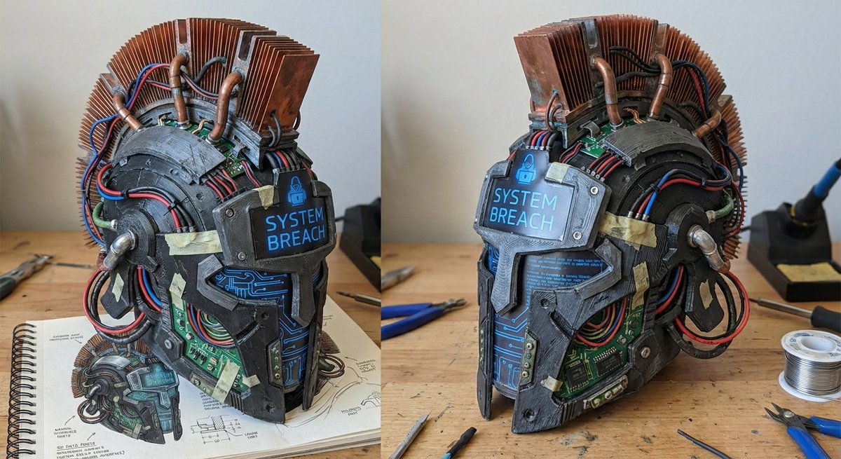 3D printed Corinthian netrunner helmet