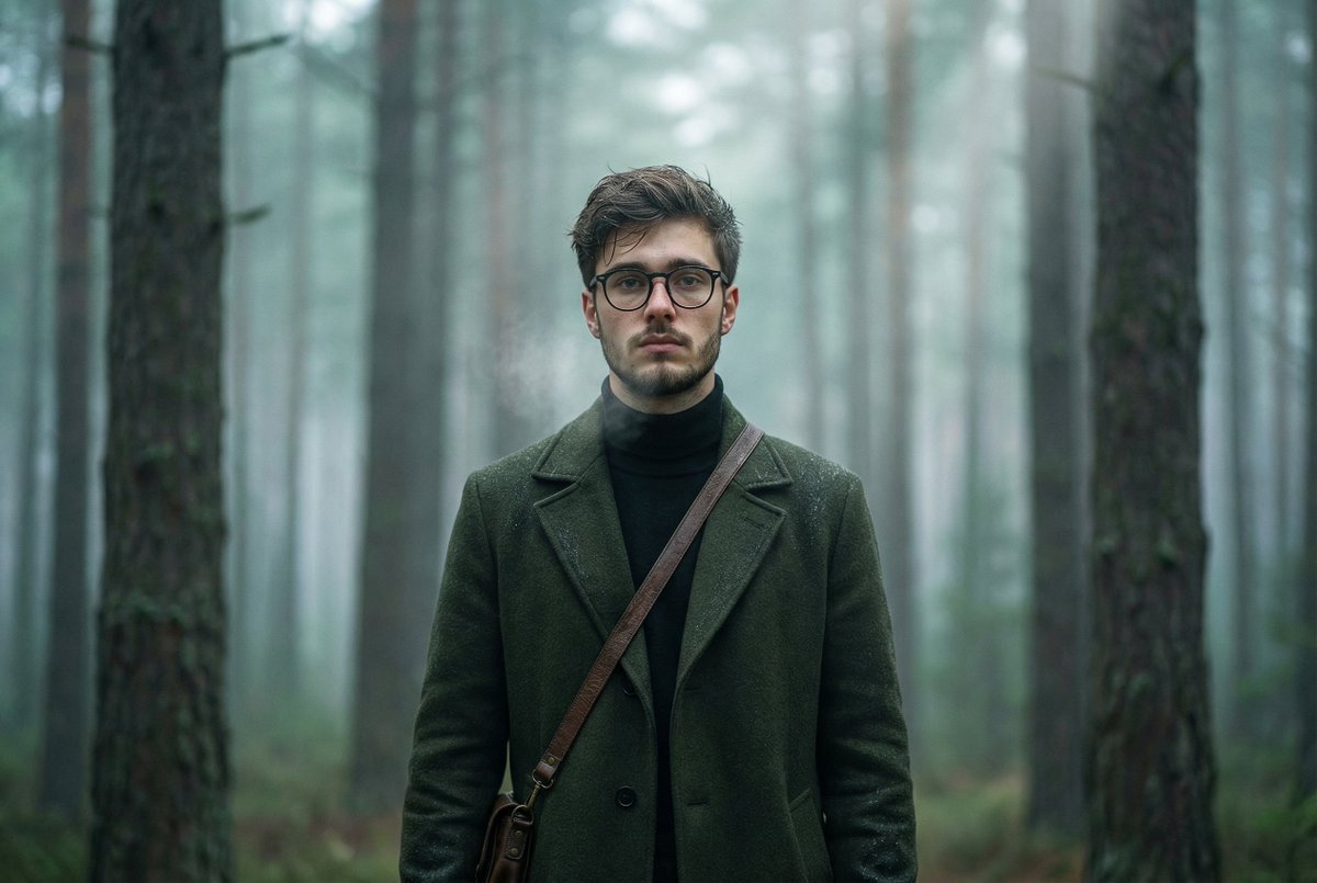 Foggy pine forest cinematic portrait 2