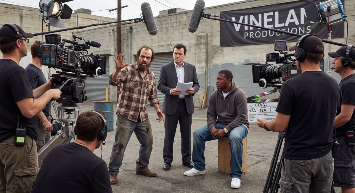 Live-action video game BTS scene