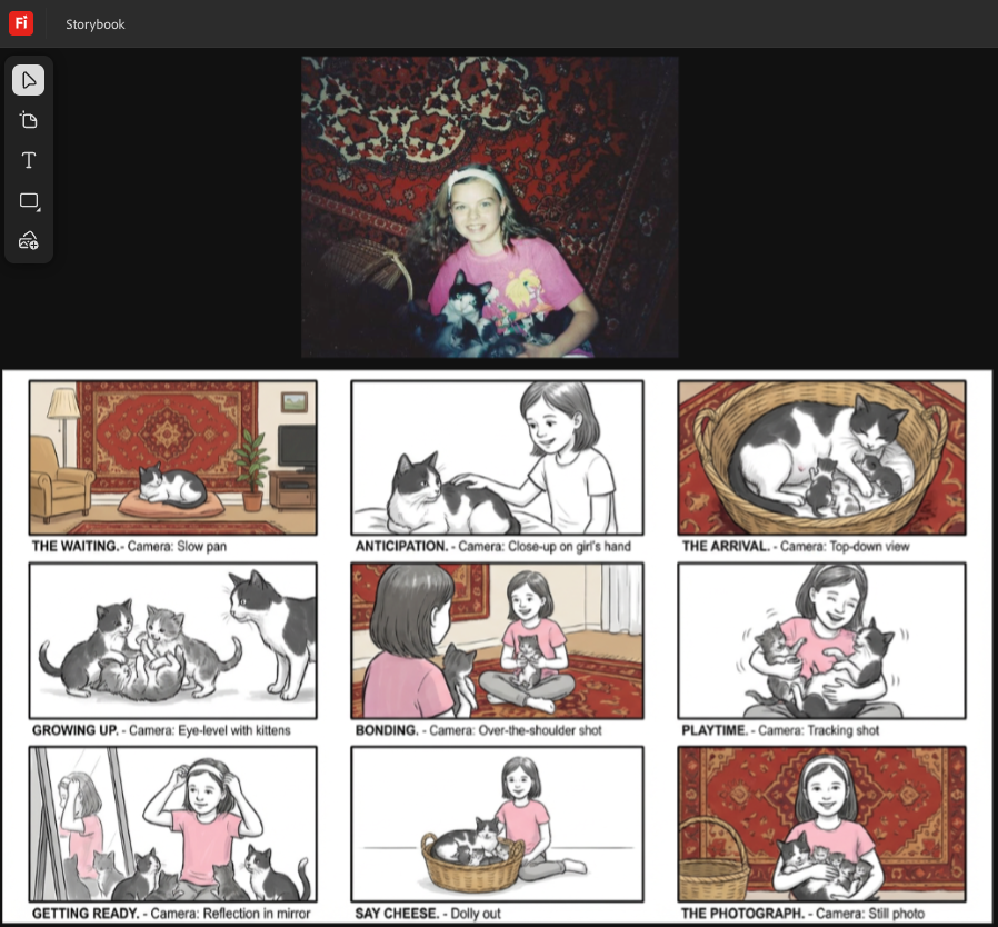 Storyboard from childhood photo