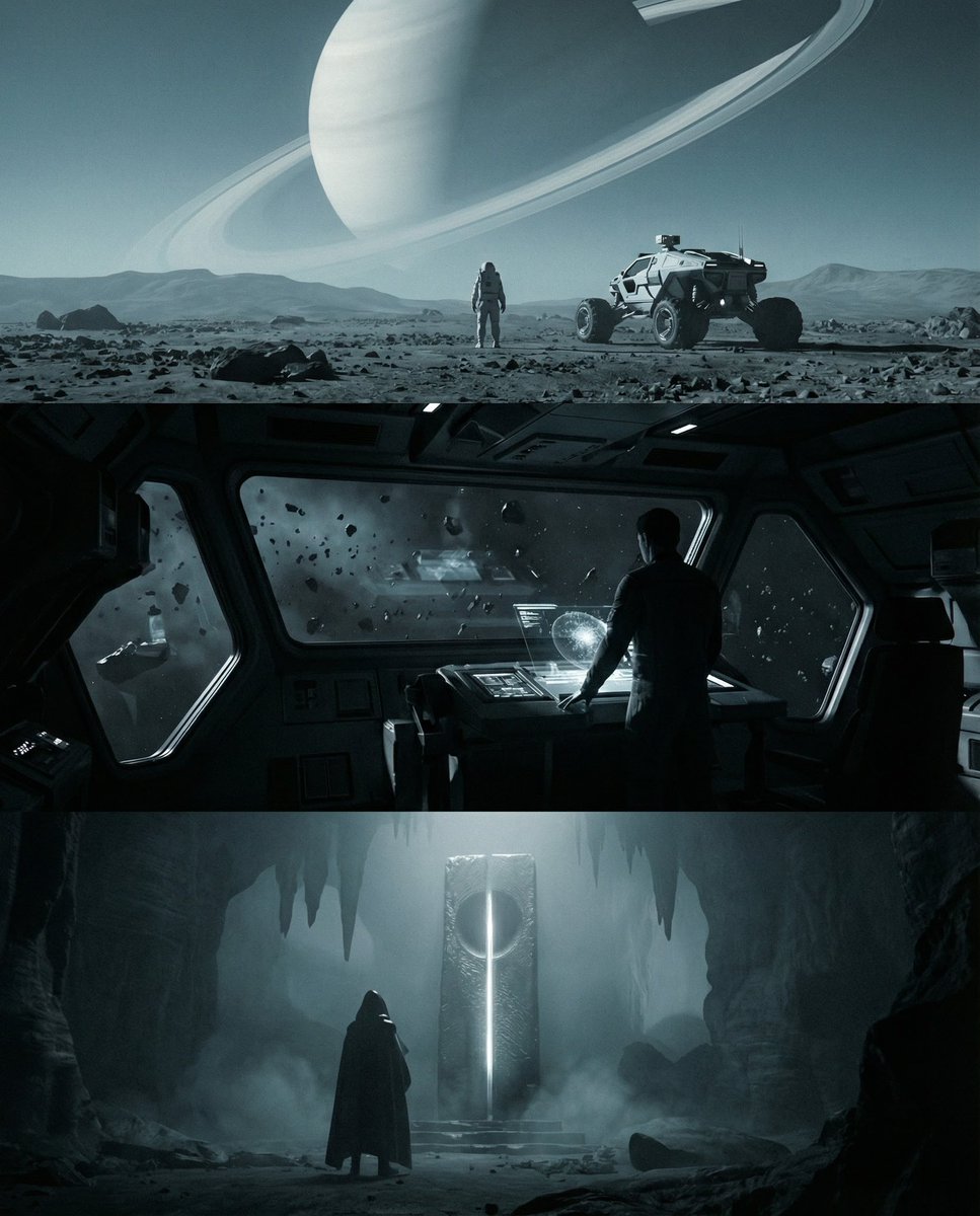 Sci-fi cinematic triptych and expansions