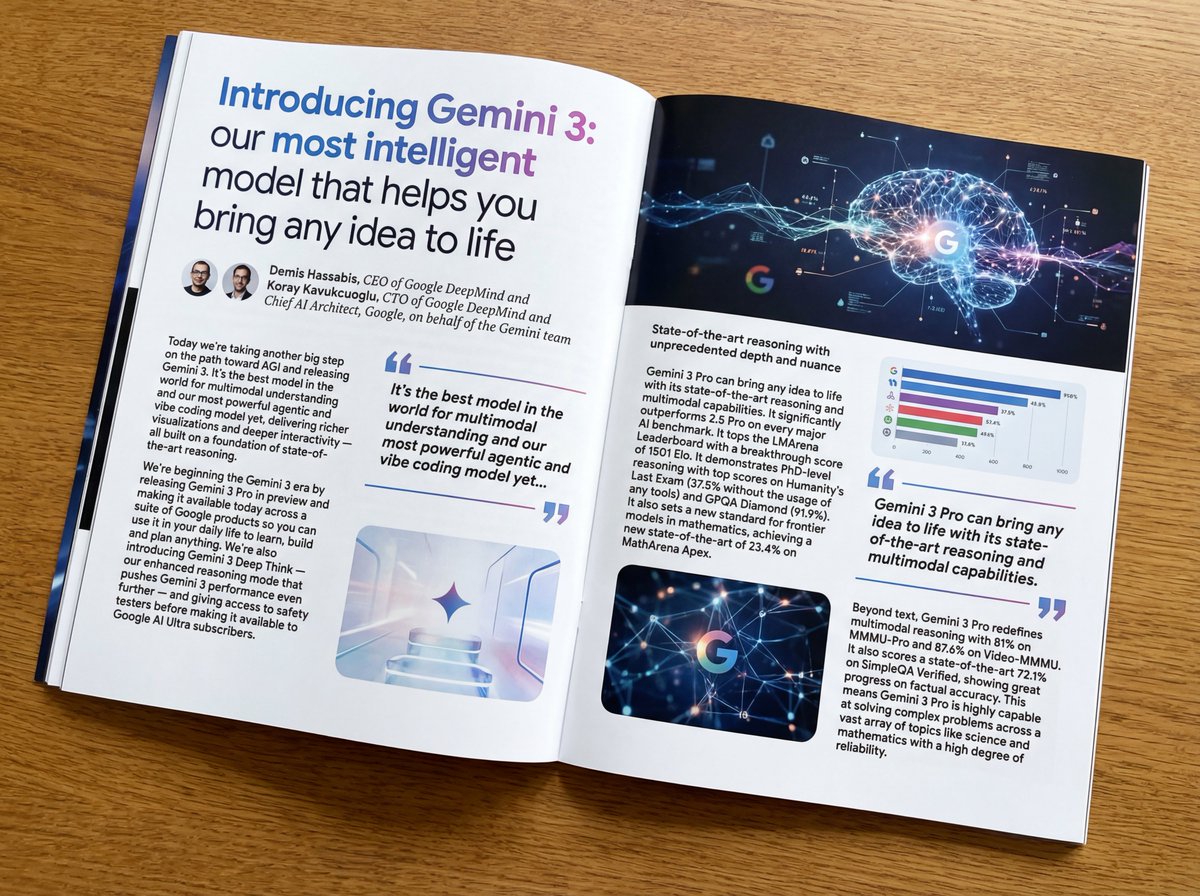 Glossy magazine article layout from long text