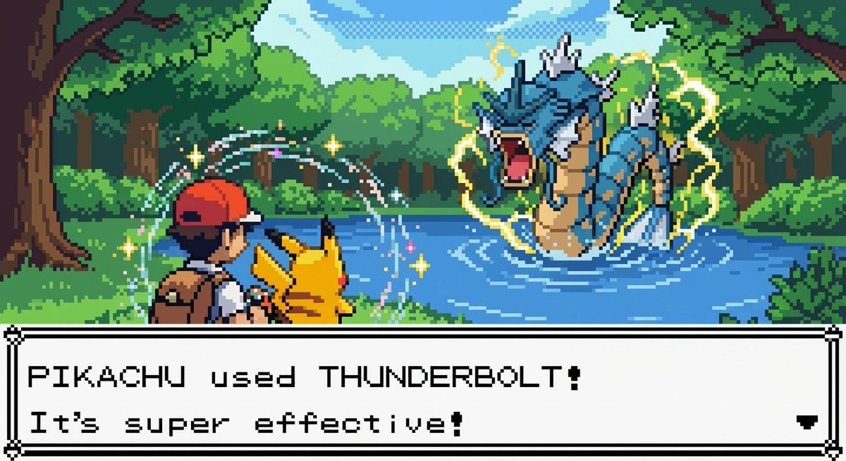 New Pokémon pixel art battle scene