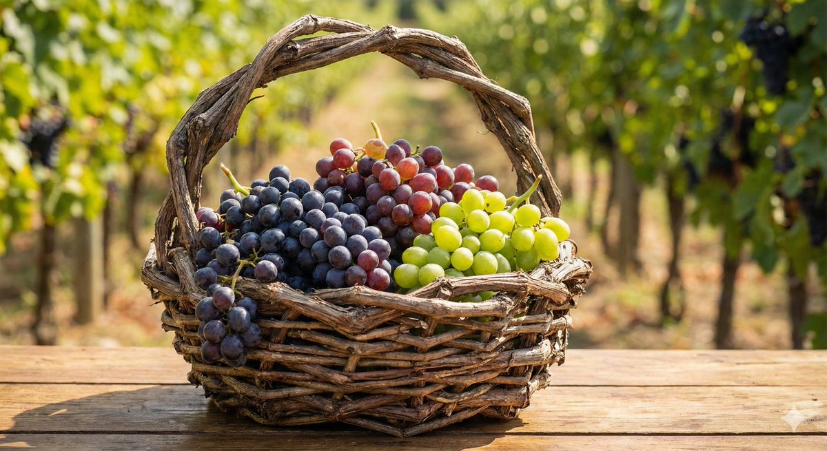 Simple grapes-in-a-basket image prompt