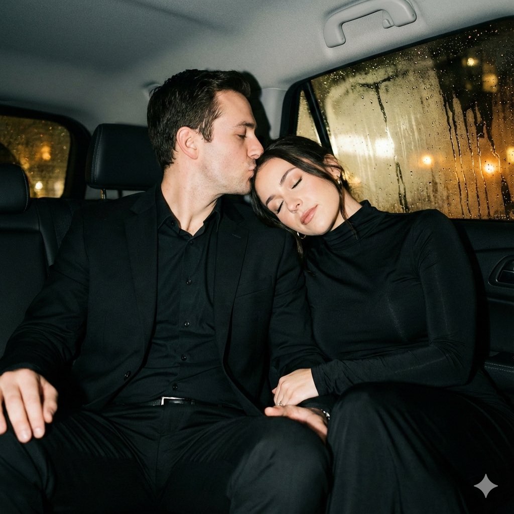 Y2K flash night car couple portrait prompt