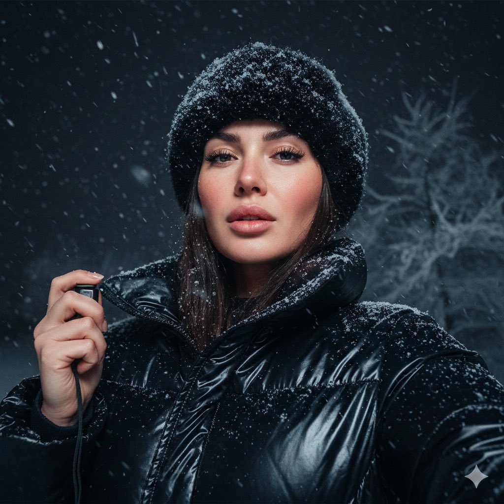 Detailed JSON Prompt for Cinematic Winter Selfie Portrait