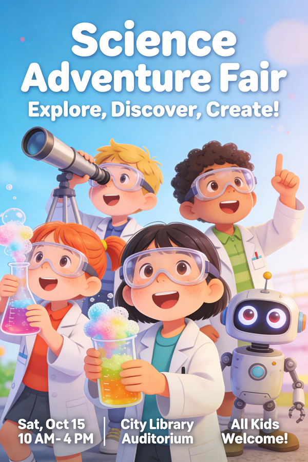 Fun Educational Children's Science Fair Poster - Image 1