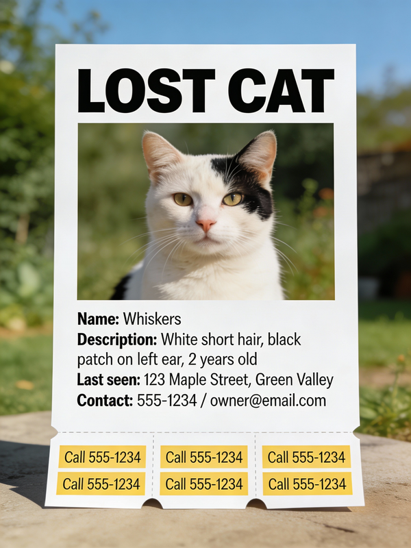 Effective 'Lost Cat' Flyer - Image 1