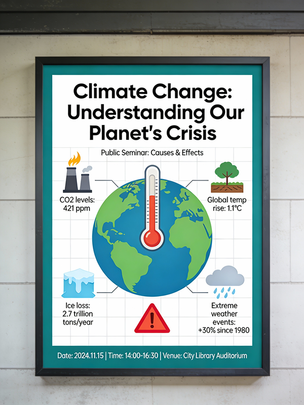 Informative Climate Change Seminar Poster - Image 1