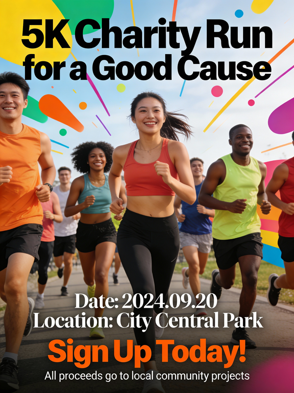 Energetic 5K Charity Run Poster - Image 1