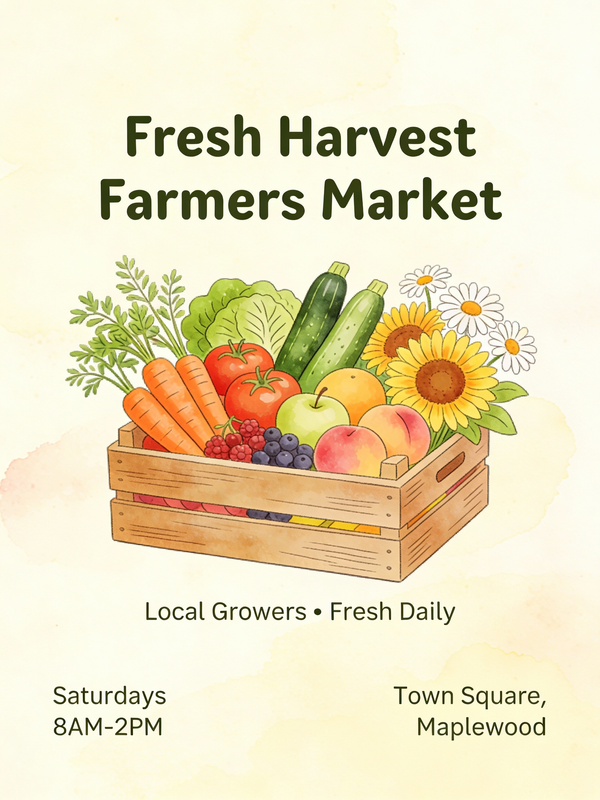 Charming Rustic Farmers Market Poster - Image 1