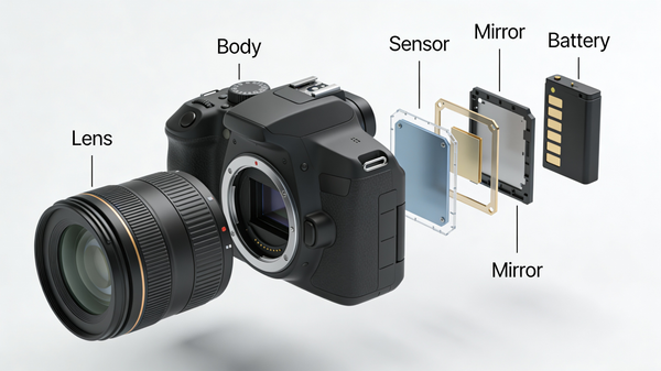 Exploded View DSLR Camera Illustration - Image 1