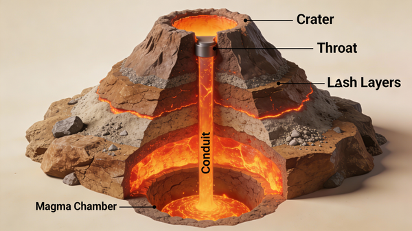 3D Cutaway Volcano Diagram - Image 1