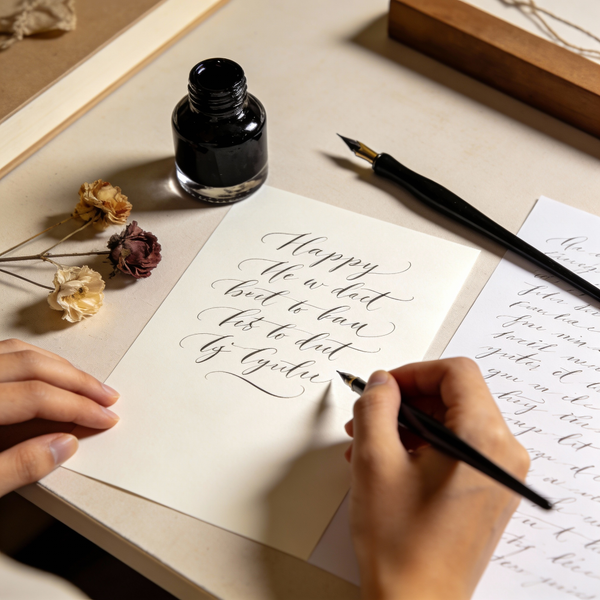 Overhead Calligraphy Crafting Shot - Image 1