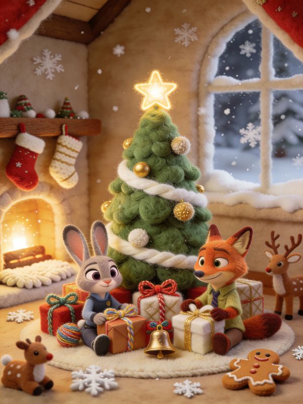 Judy and Nick Felt Christmas Poster - Image 1