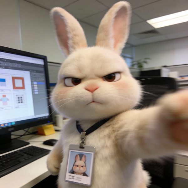 World-Weary Office Bunny Selfie - Image 1