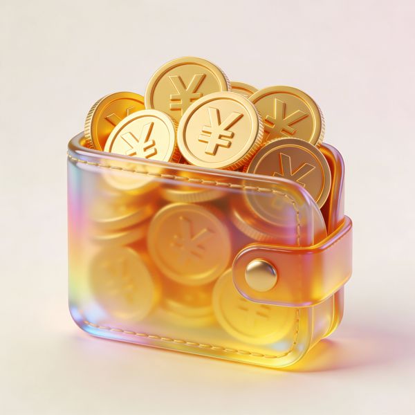 3D Glass Wallet and Coins Icon - Image 1