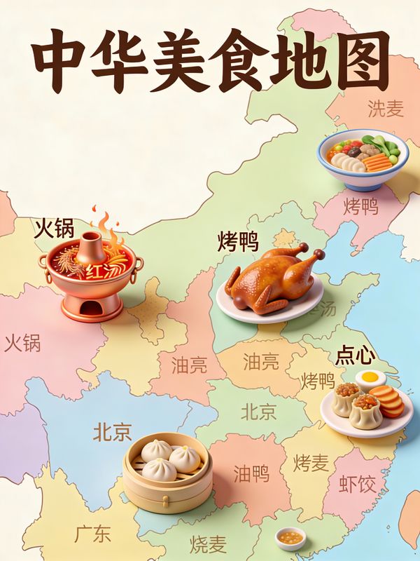 Chinese Food Map Infographic Poster - Image 1