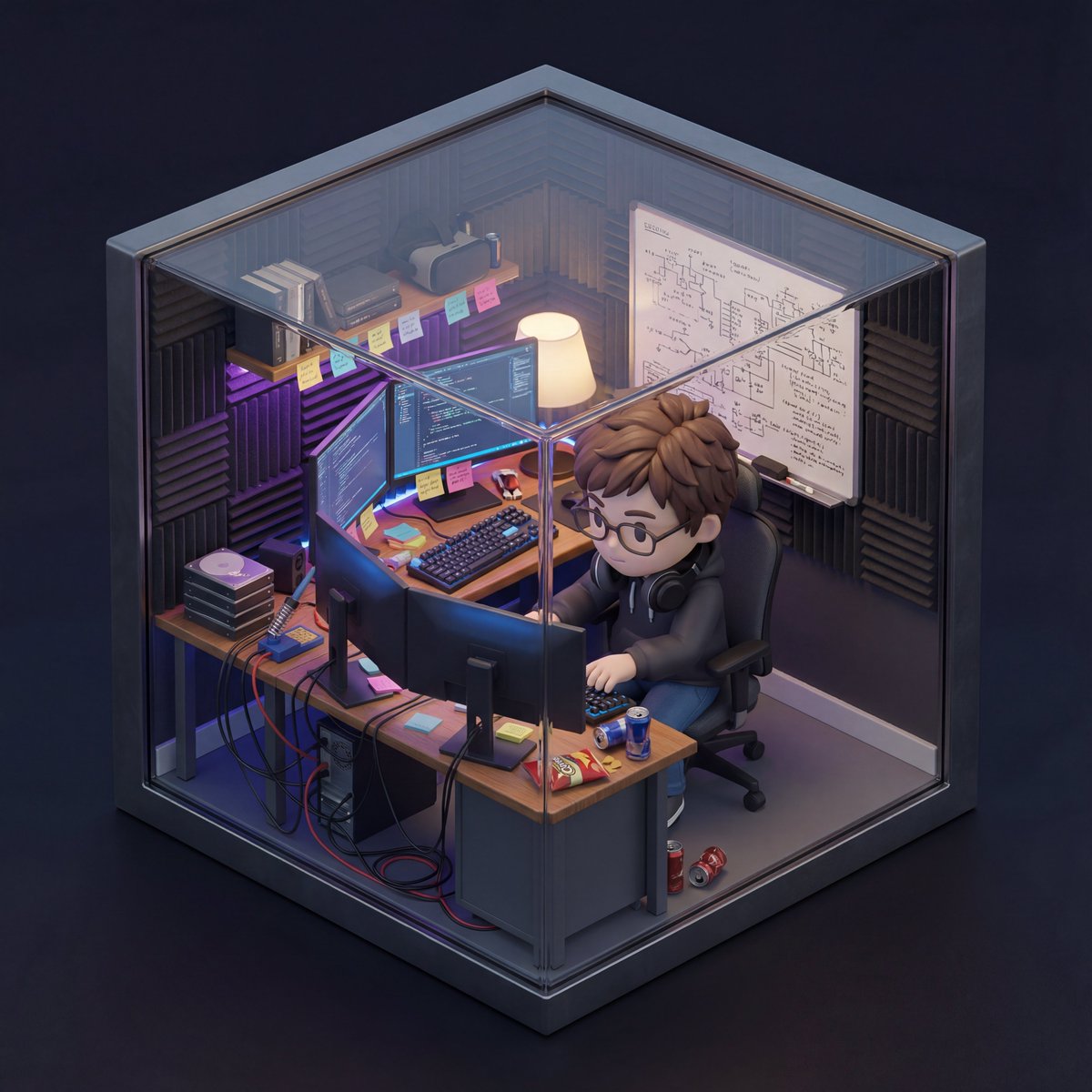 Isometric 3D Miniature Room with Chibi Character Prompt