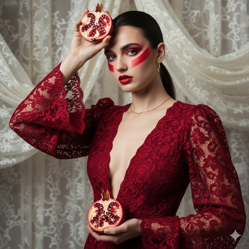 Dramatic Ethereal Portrait of a Woman Holding Pomegranates (Persephone Aesthetic) 2