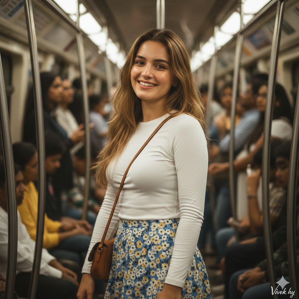 Metro Candid Portrait (Smiling Girl)