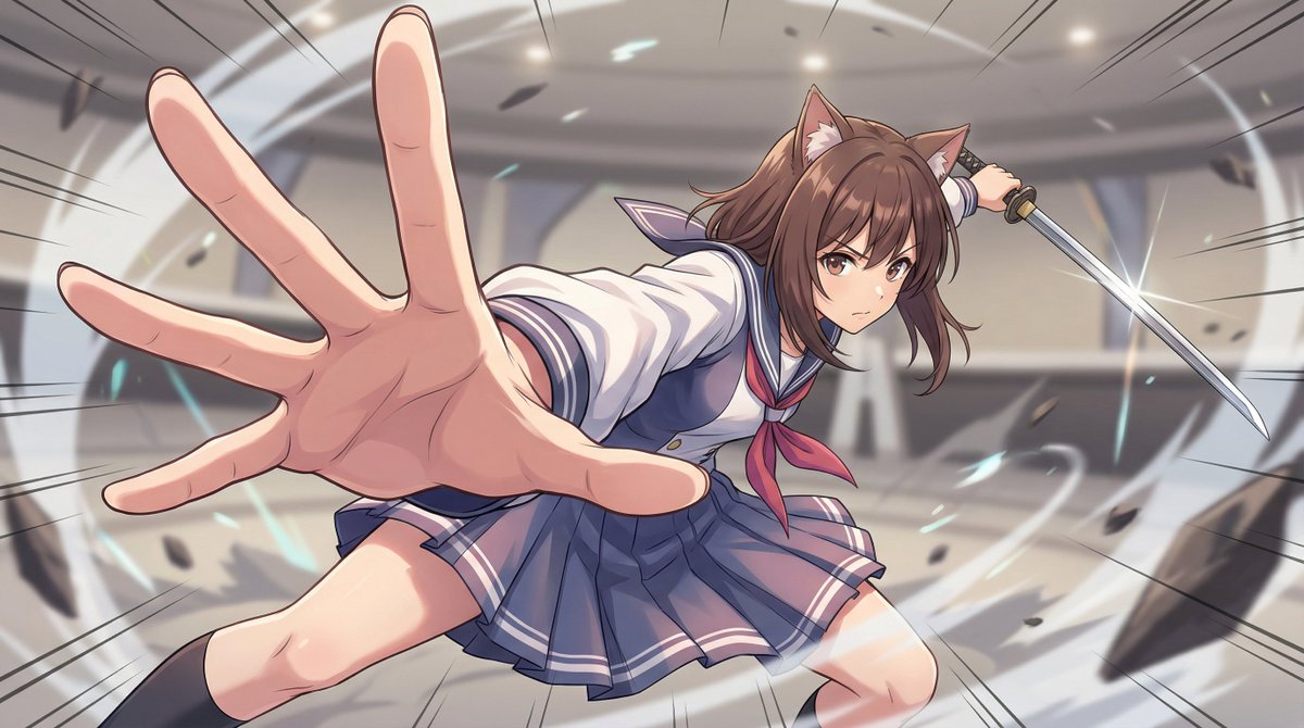 Dynamic Wide-Angle Action Pose Prompt (Gatotsu Style) 2
