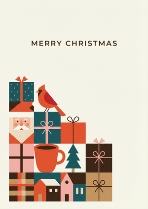 An exquisite, printable Christmas card design in a 1:1.4 asp... - 1
