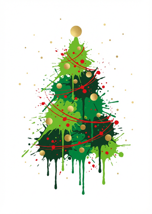 A modern minimalist Christmas card design featuring an abstr... - 1