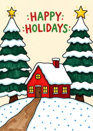 An exquisite, printable holiday greeting card in a charming,... - 1