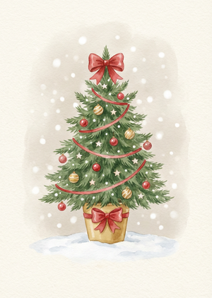 A charming and elegant watercolor illustration of a Christma... - 1