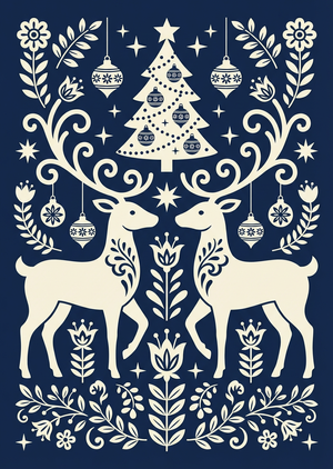 A beautiful, printable Christmas card design in a Scandinavi... - 1