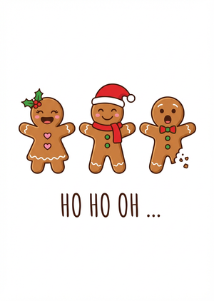 A charming and humorous Christmas card design in a flat vect... - 1