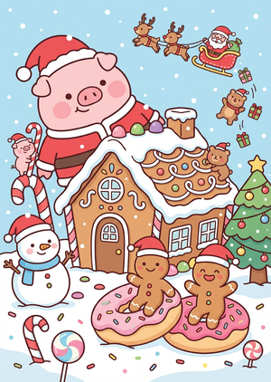 A beautiful, printable, high-quality kawaii Christmas illust... - 1