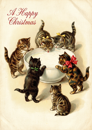 An exquisite, printable vintage Christmas postcard illustrat... - 1