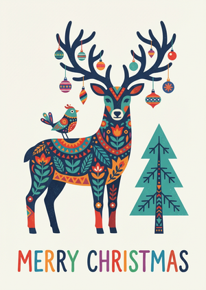 A whimsical and exquisite Christmas card illustration in a m... - 1