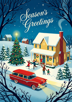 A beautiful and printable mid-century modern Christmas card ... - 1