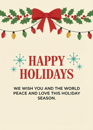 A beautiful, printable retro holiday greeting card illustrat... - 1
