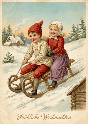 A beautiful and printable vintage Christmas postcard in a cl... - 1