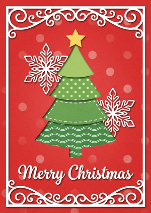 An exquisite, printable Christmas greeting card design in a ... - 1