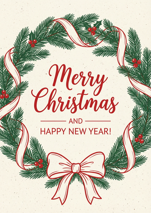 A beautiful printable Christmas and New Year greeting card i... - 1