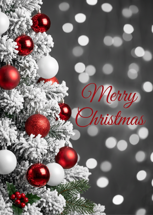 An exquisite, printable Christmas card design, frontal view,... - 1