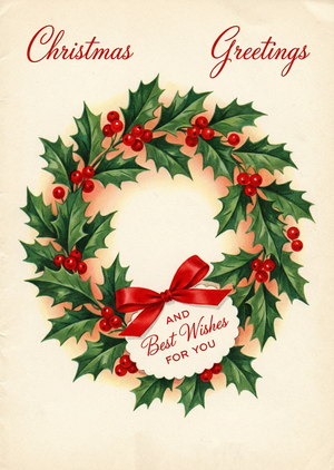An exquisite, printable vintage 1950s Christmas greeting car... - 1