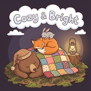 A cute cartoon illustration. A stack of three sleepy animals... - 1