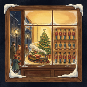 A nostalgic illustration of a toy shop window at night. Insi... - 1